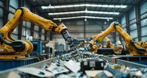 image showing automated sorting in e-waste recycling plant